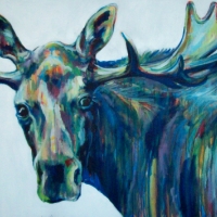 Murry the Christmas Moose- 30x40'' SOLD